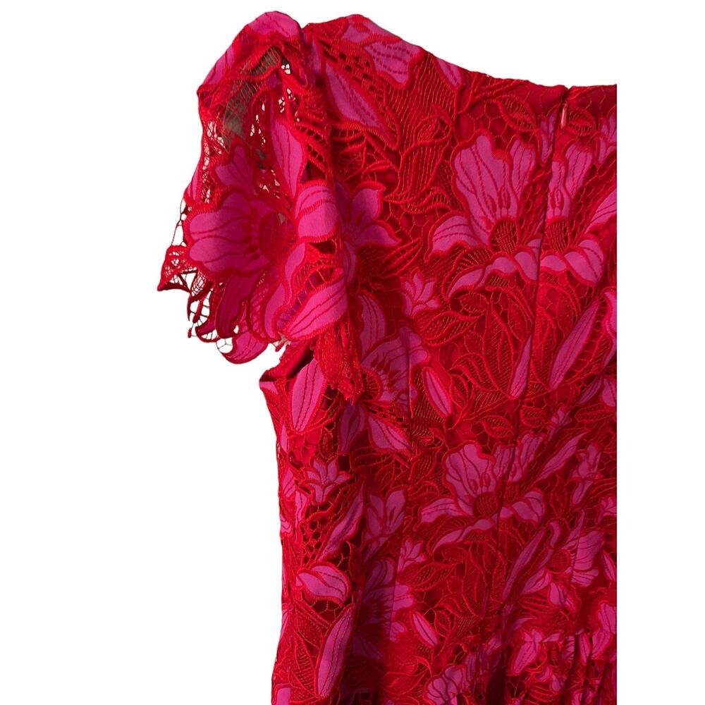 Monique Lhuillier Embroidered Lace Minidress Guipure Lace Coquette Fairy Sz 12 - Picture 11 of 13